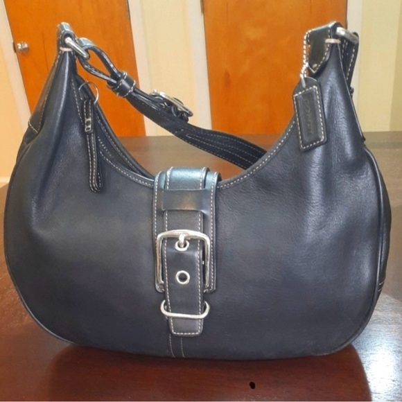 Coach Hamptons Leather Buckle Hobo Bag - Picture 1 of 7
